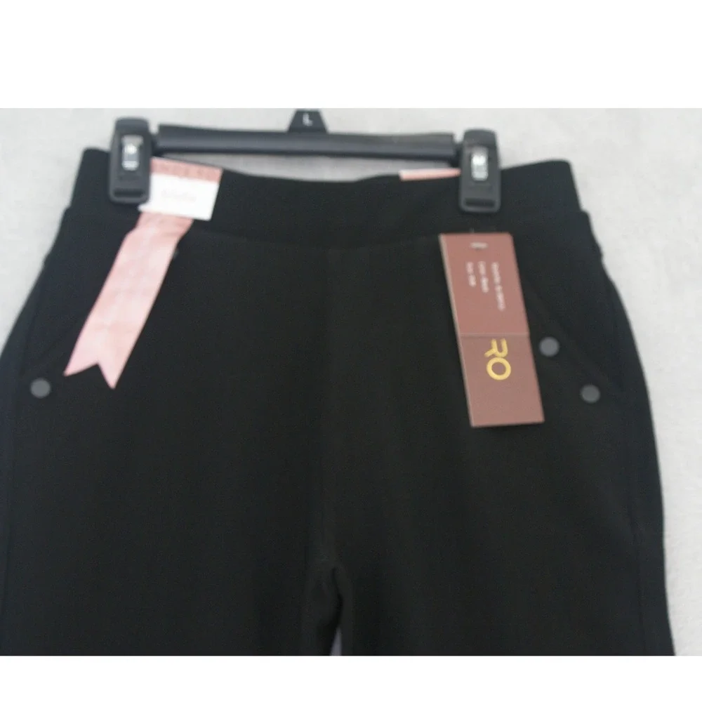 Indero Scuba Knit Black Stretch Pants Mens S/M Elastic Waist Button Accent